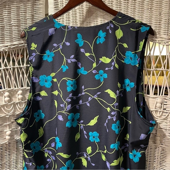 Vtg VERSAILLES New York Women's 2X Floral MIDI‎ Sleeveless DUSTER Vest Cardigan - Picture 9 of 14